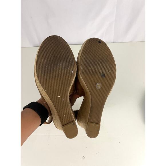 Guess Brown Platform Wedges 7 M Women's Ankle Strap - Picture 4 of 7
